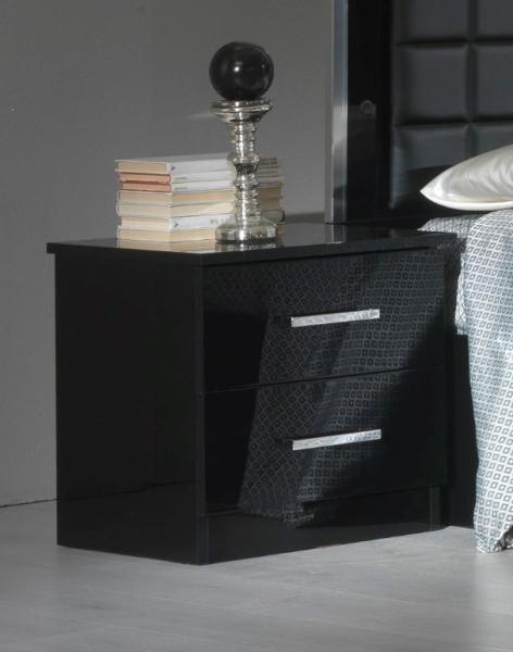 Product photograph of Ambra Black Italian 2 Drawer Bedside Cabinet from Choice Furniture Superstore.